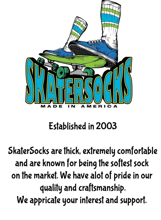 SKATERSOCKS جوارب التزلج SKATERSOCKS، جوارب بيضاء طويلة تصل إلى فوق الركبة، مزينة بخطوط حمراء وذهبية، تصميم رقم 4 - Image 4